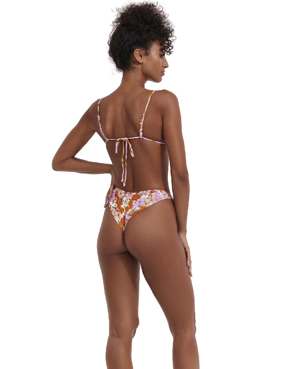 Gottex Vintage Florals V Neck Bralette Bikini Top Vintage