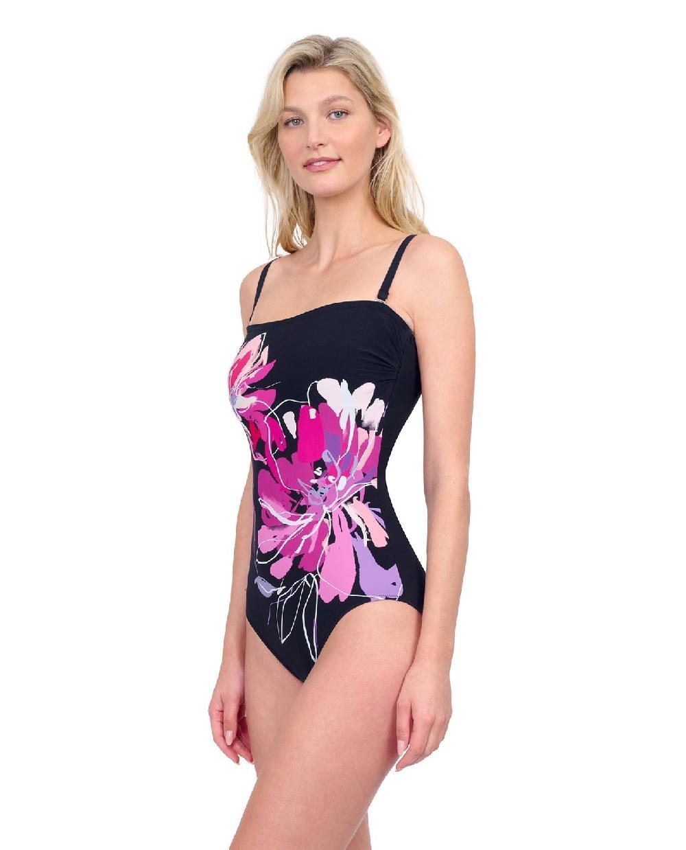 Gottex Water Lily Bandeau Strapless One Piece Swimsuit Water