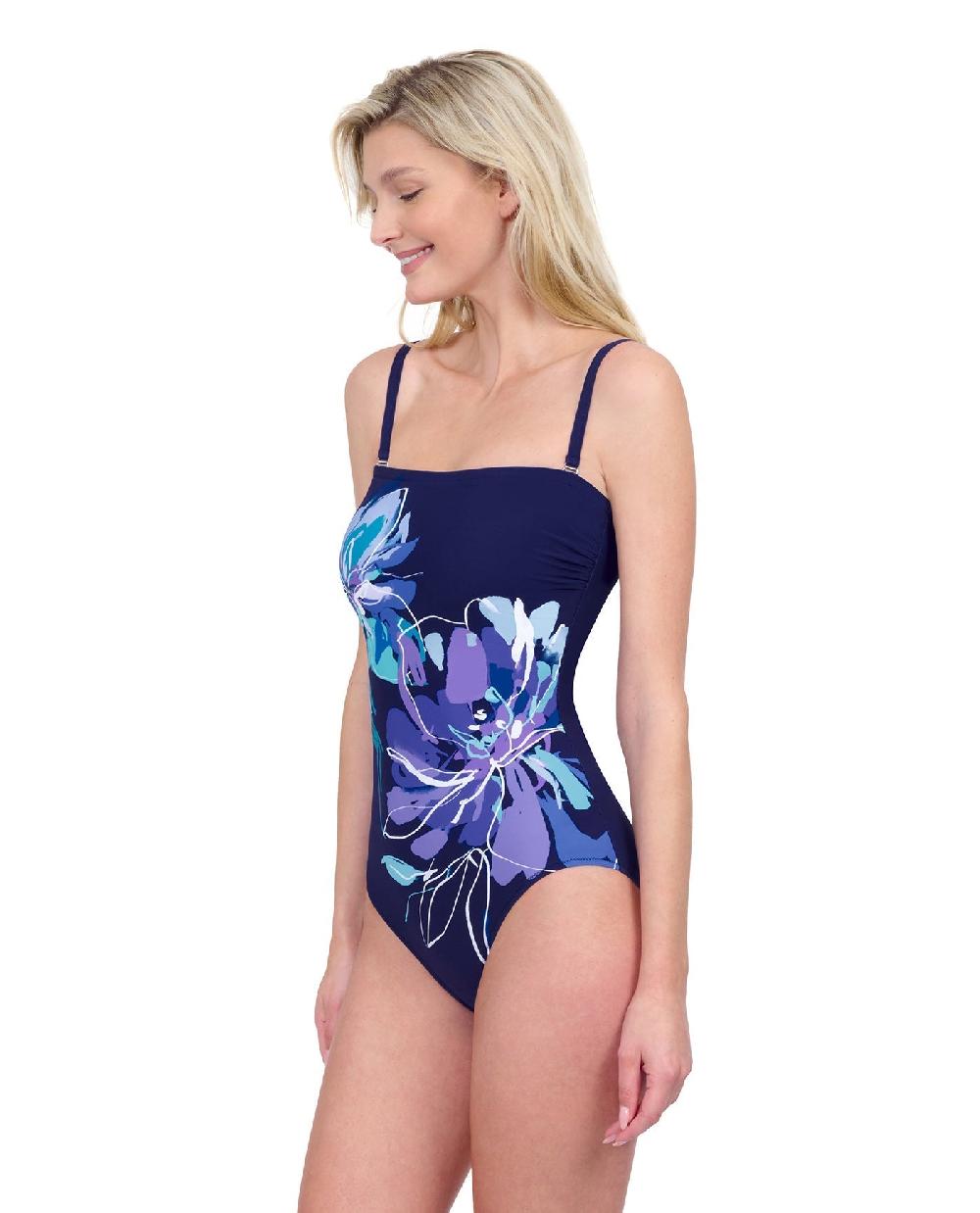 Gottex Water Lily Bandeau Strapless One Piece Swimsuit Water