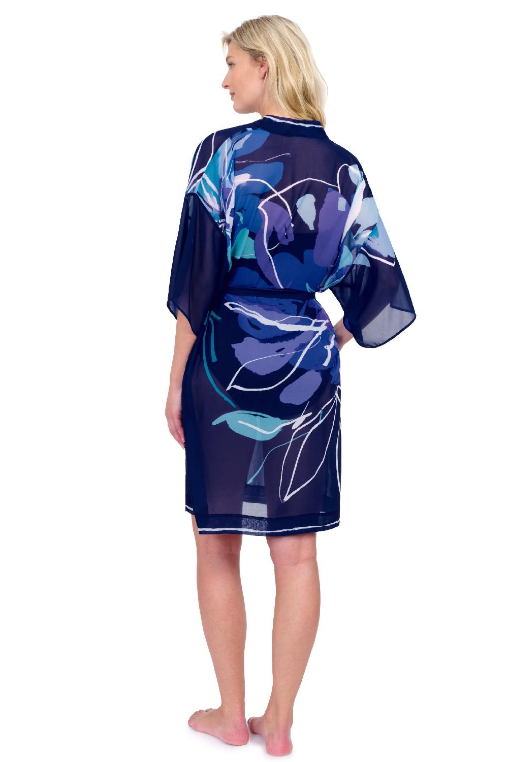 Gottex Water Lily Belted Kimono Flutter Sleeve With Tie Swim Cover U Water