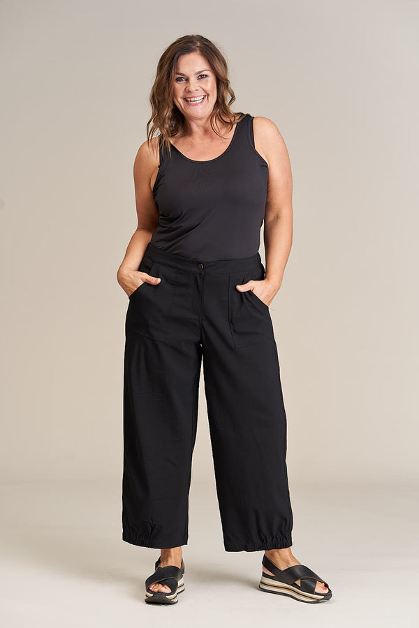 Gozzip Clara Baggy Pants - Black