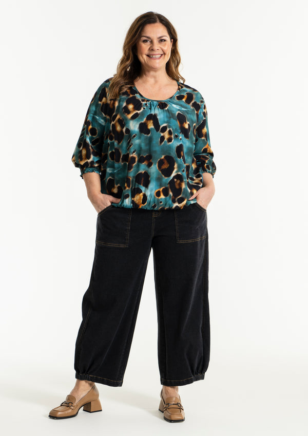 Gozzip Clara Baggy Pants - Black Denim