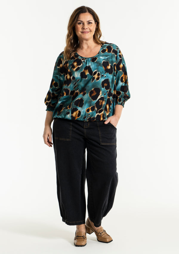 Gozzip Clara Baggy Pants - Black Denim