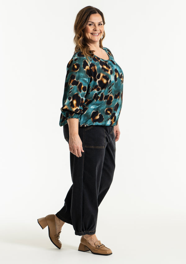 Gozzip Clara Baggy Pants - Black Denim