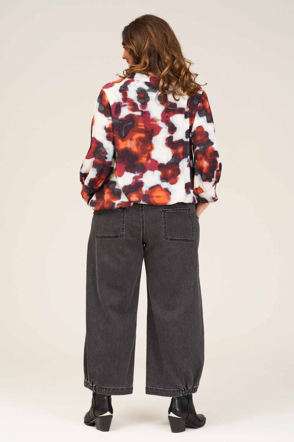 Gozzip Clara Baggy Pants - Black Denim