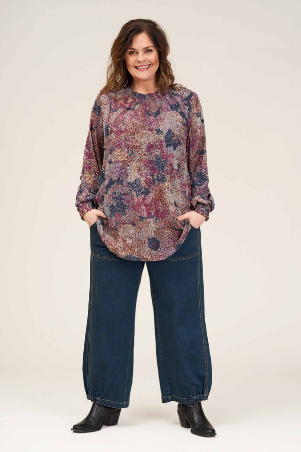 Gozzip Clara Baggy Pants - Dark Blue Denim