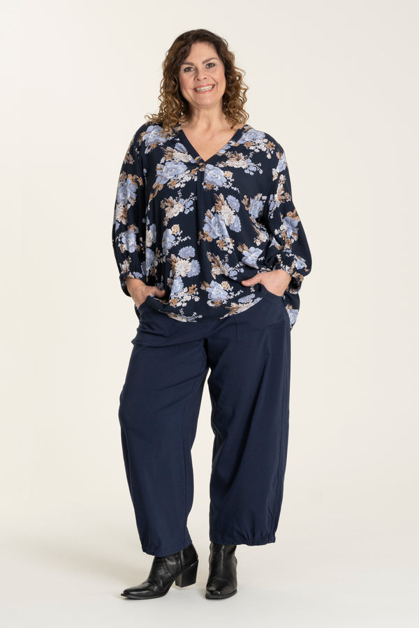 Gozzip Clara Baggy Pants - Navy
