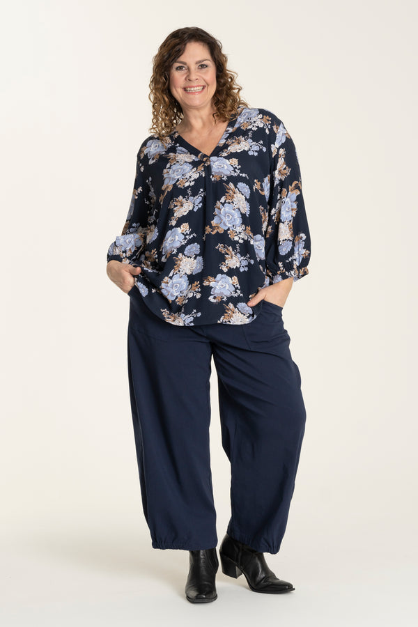 Gozzip Clara Baggy Pants - Navy
