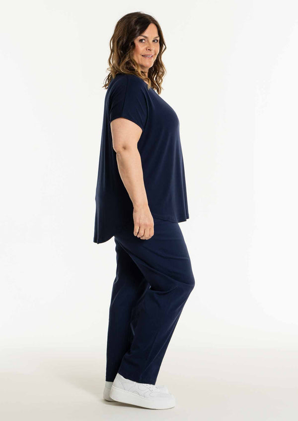 Gozzip Clara Baggy Straight Legs - Navy