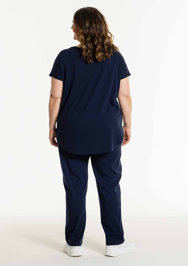 Gozzip Clara Baggy Straight Legs - Navy
