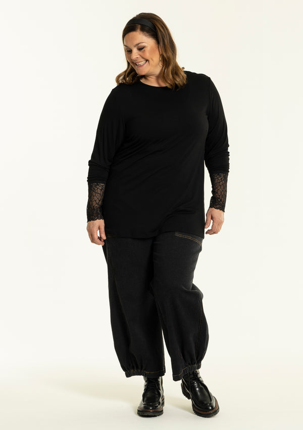 gozzip GEmira Long t-shirt ved lace - Black