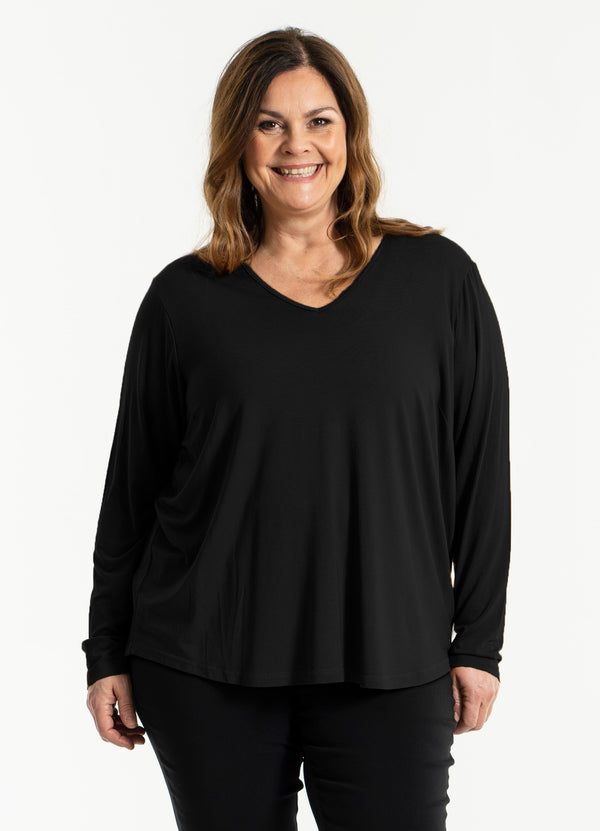 gozzip Gitte t-shirt with long sleeves - Black