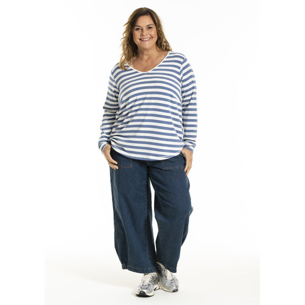 gozzip Gitte t-shirt with long sleeves with stripe