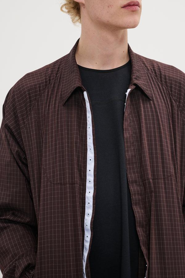 Gr10k BILITIS CHECK SHIRT - CHOCOLATE BROWN