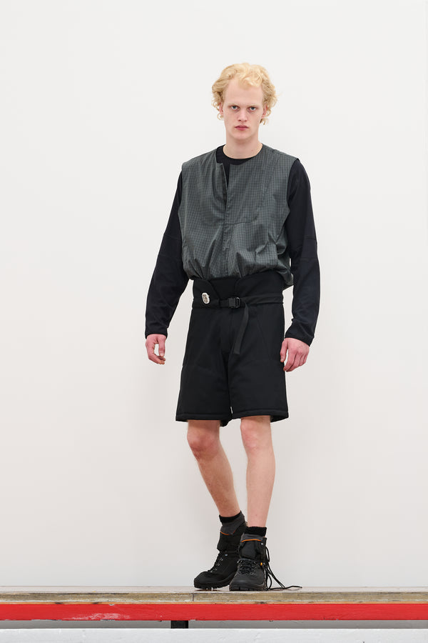 gr10k BILITIS CHECK VEST - DARK GREEN GREY