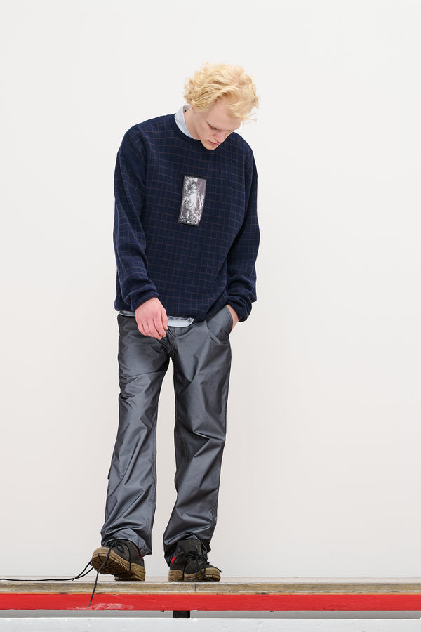 Gr10k CHECKED LONGSLEEVE KNIT - DARK NAVY