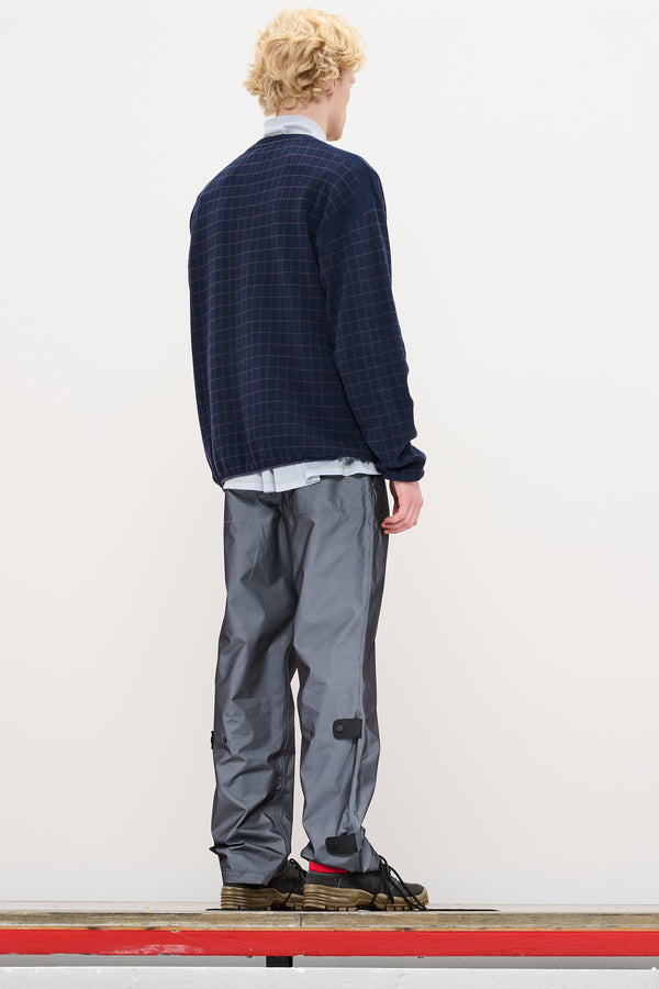 Gr10k CHECKED LONGSLEEVE KNIT - DARK NAVY