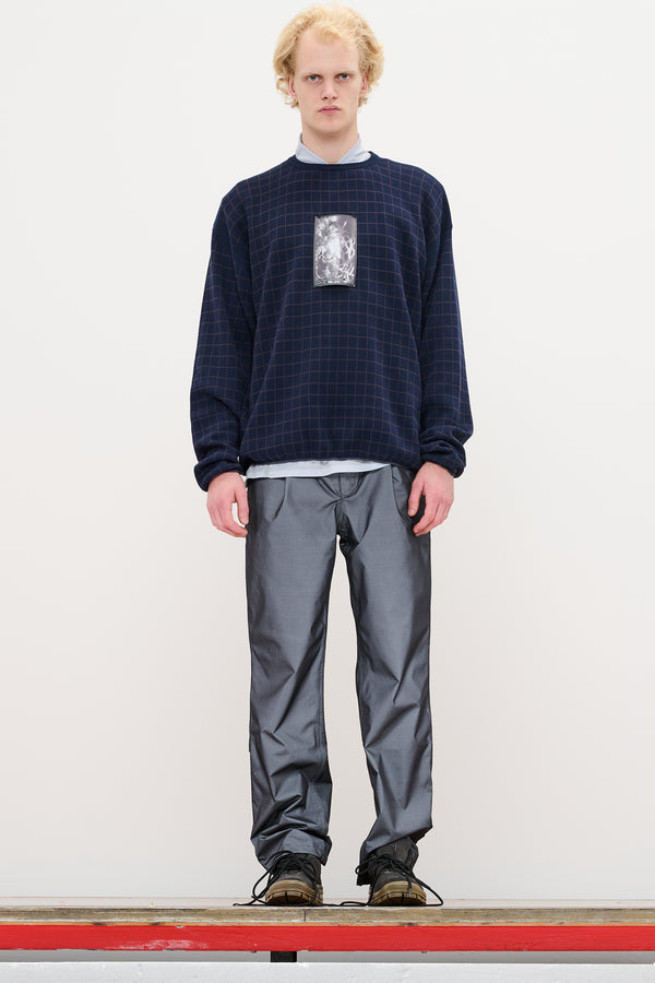 gr10k CHECKED LONGSLEEVE KNIT - DARK NAVY