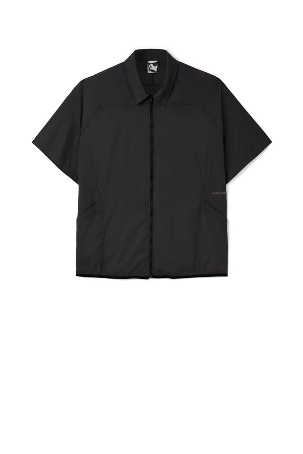 gr10k POPLIN ZIPPED SHORT SLEEVE SHIRT - OFF BLACK