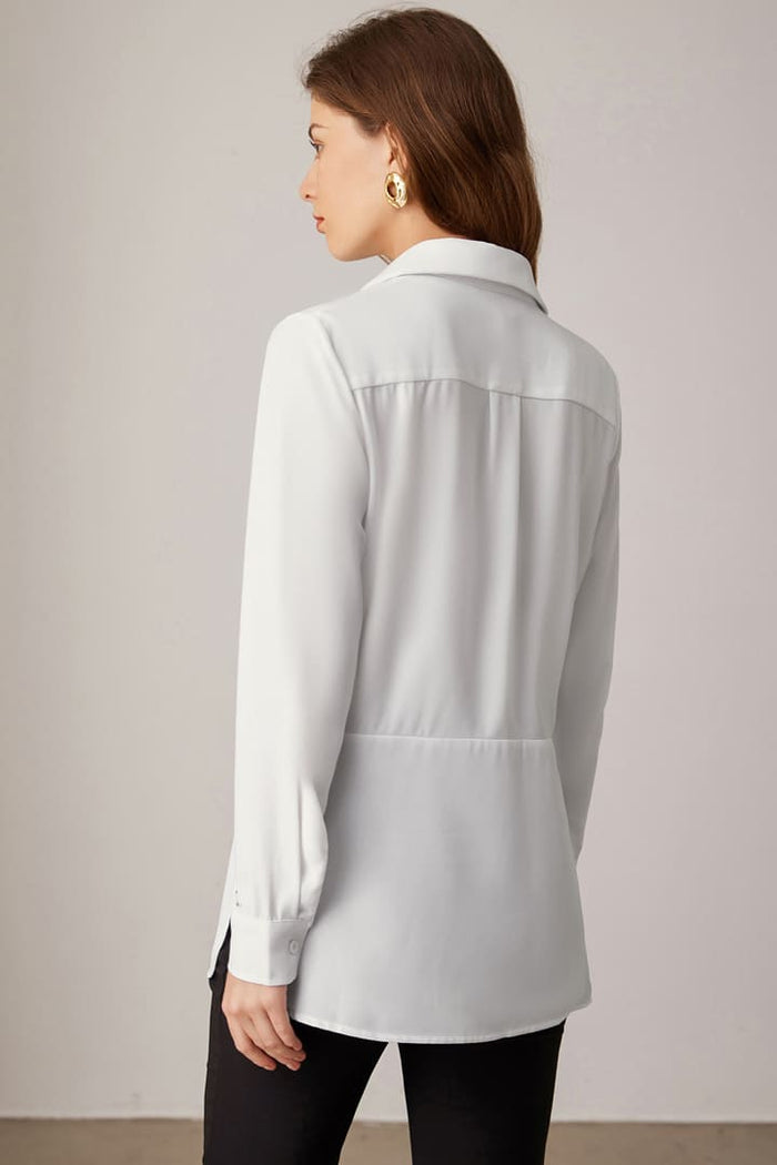 Grace Karin Casual Button Down Belted Slit Long Sleeve Blouse