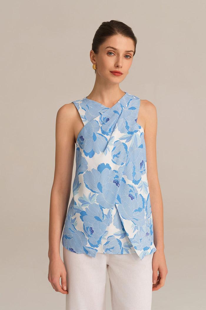 Grace Karin Casual Cross Over Front Sleeveless V-Neck Pullover Tops