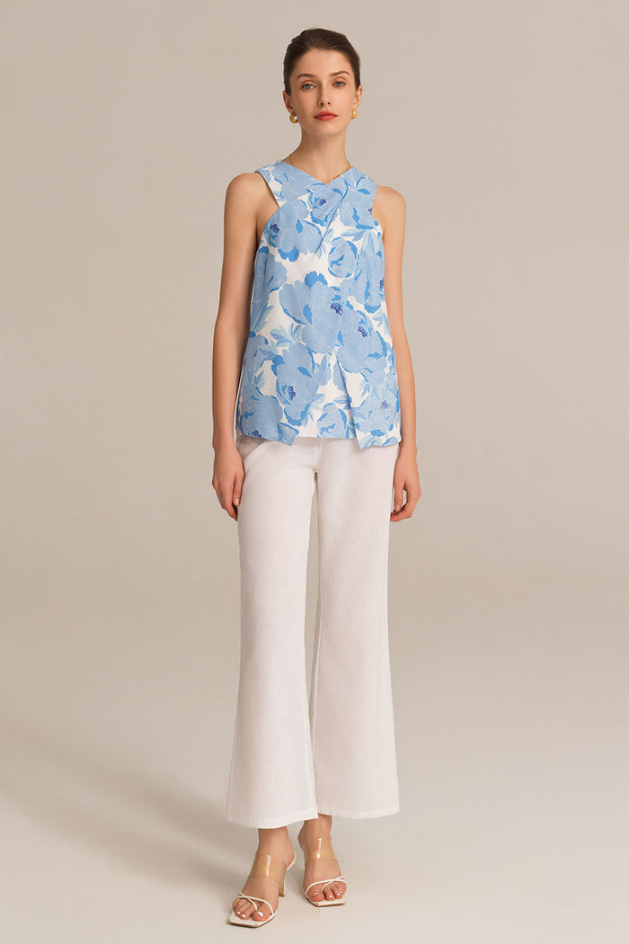 Grace Karin Casual Cross Over Front Sleeveless V-Neck Pullover Tops