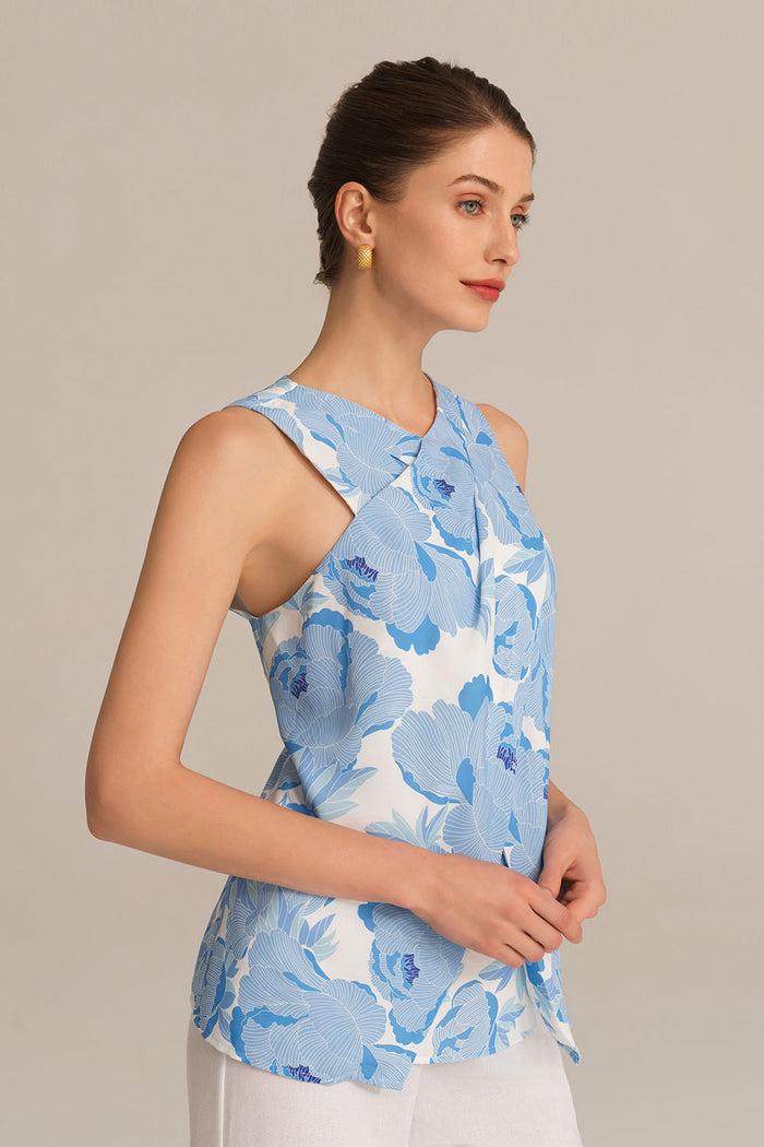 grace karin Casual Cross Over Front Sleeveless V-Neck Pullover Tops