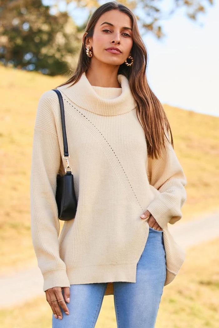 Grace Karin Casual Loose Knit Turtleneck Sweater Tops