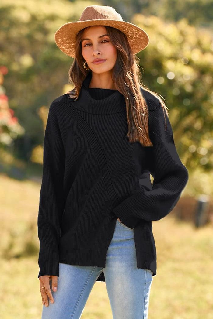 Grace Karin Casual Loose Knit Turtleneck Sweater Tops