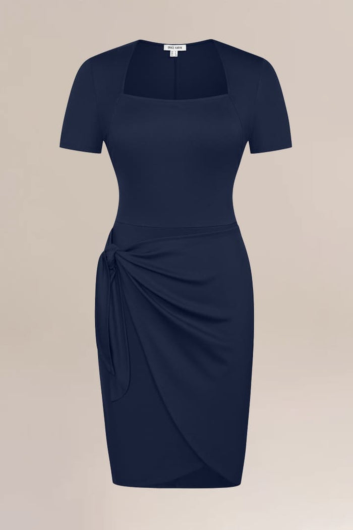 Grace Karin Casual Slim Fit Side Tie Short Sleeve Mini Dress