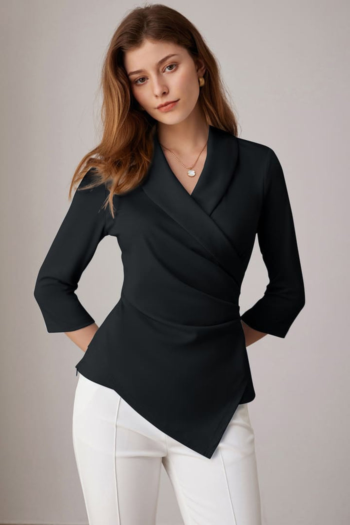 Grace Karin Casual V Neck 3/4 Sleeve Asymmetrical Tops
