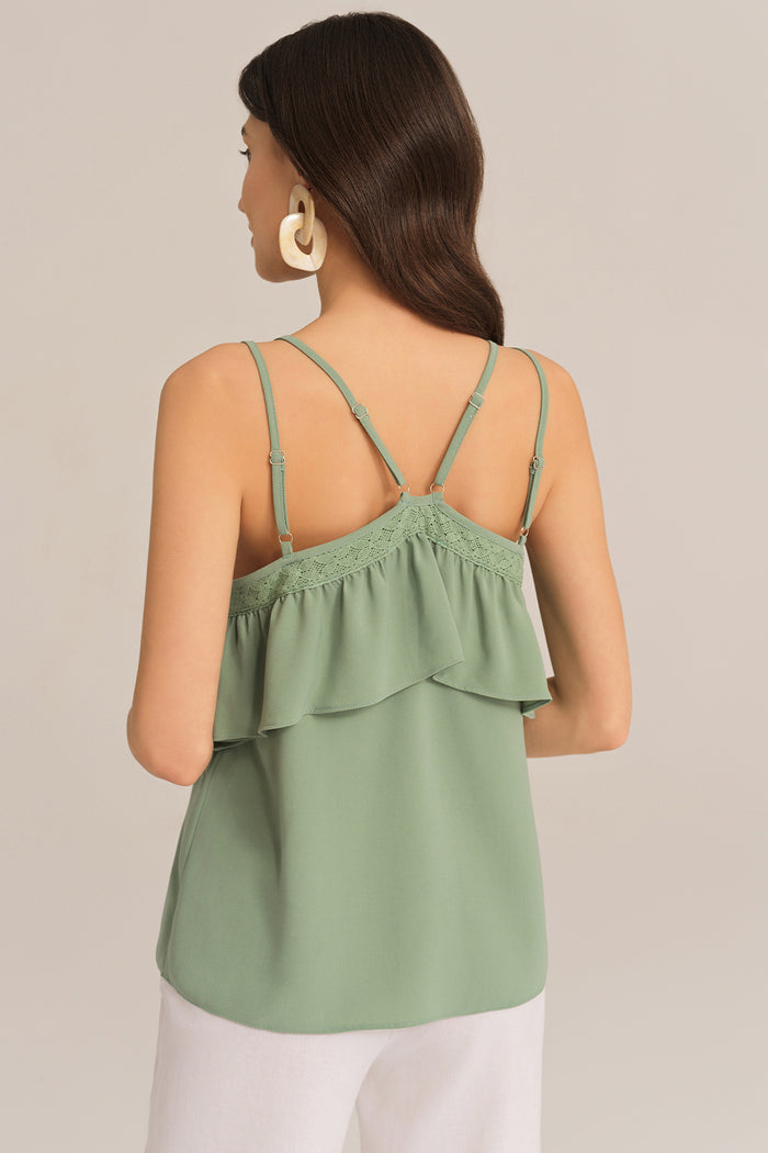 Grace Karin Dual Strap Ruffle Decorated V-Neck Cami-Tops