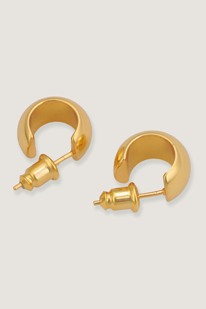 Grace Karin Electroplated Real Gold Bean Stud Earrings