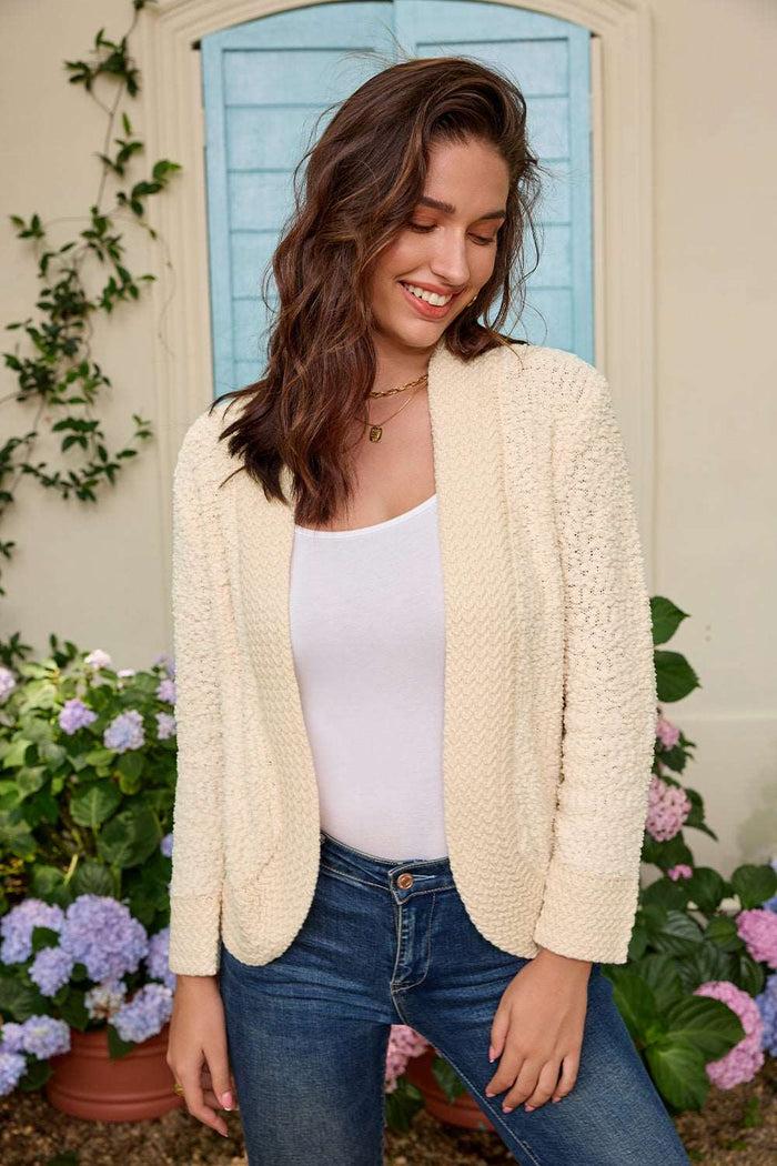 Grace Karin GK Women Contrast Fabric Cardigan Long Sleeve Open Front Irregular Hem Sweater