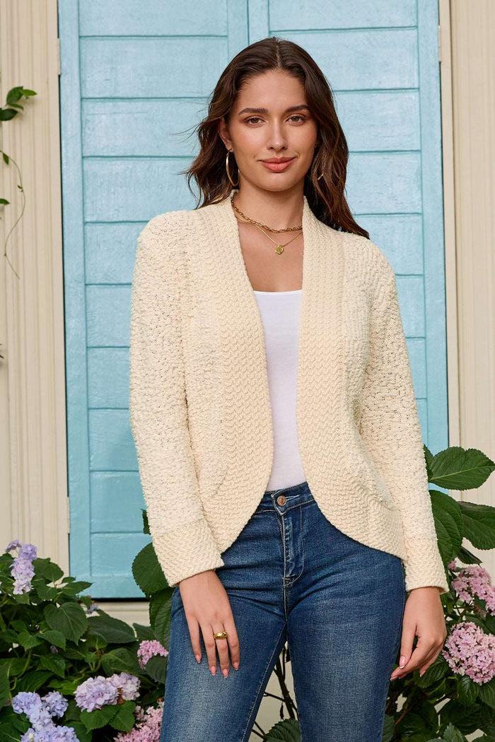 Grace Karin GK Women Contrast Fabric Cardigan Long Sleeve Open Front Irregular Hem Sweater