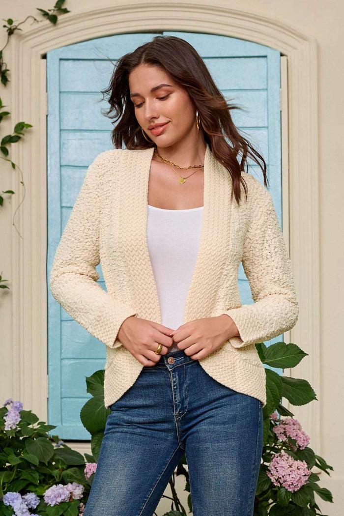 grace karin GK Women Contrast Fabric Cardigan Long Sleeve Open Front Irregular Hem Sweater