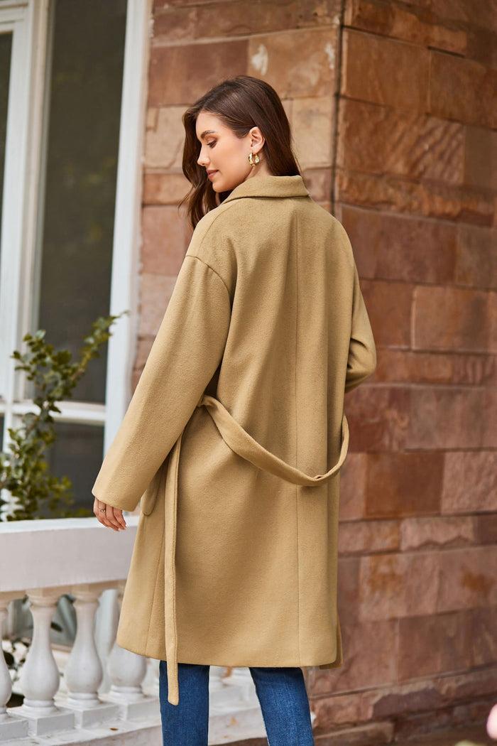 Grace Karin GK Women Double Breasted Overcoat Dropped Shoulder Lapel Collar Peacoat