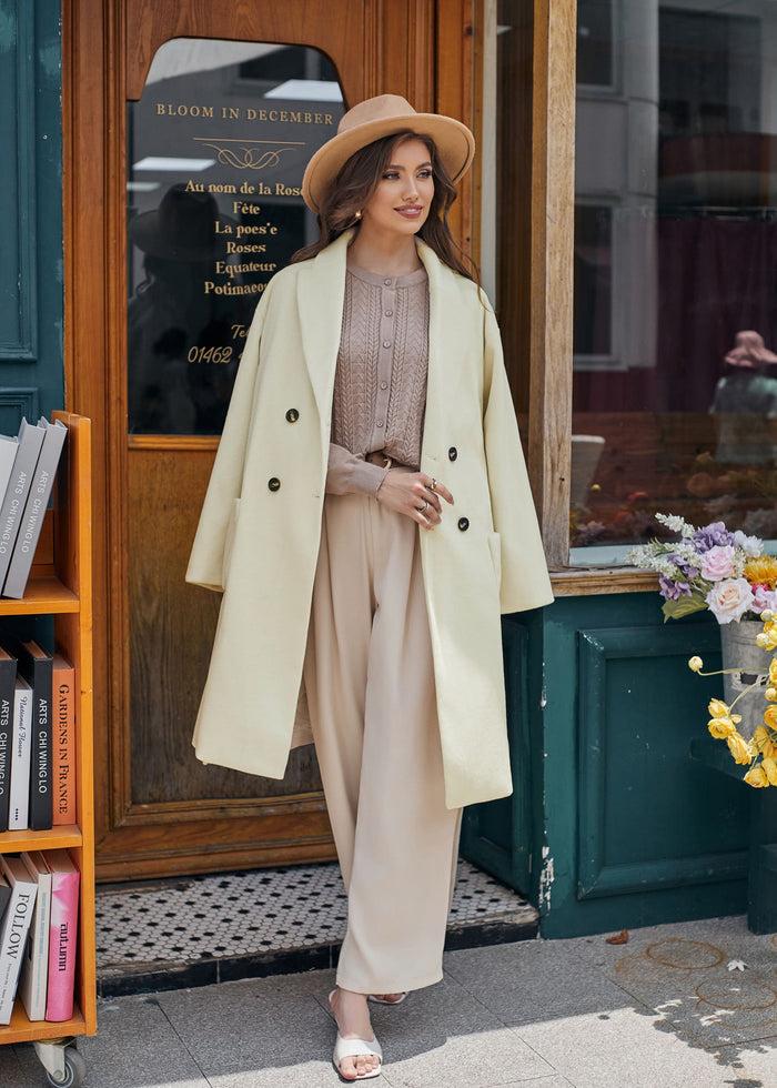 Grace Karin GK Women Double Breasted Overcoat Dropped Shoulder Lapel Collar Peacoat