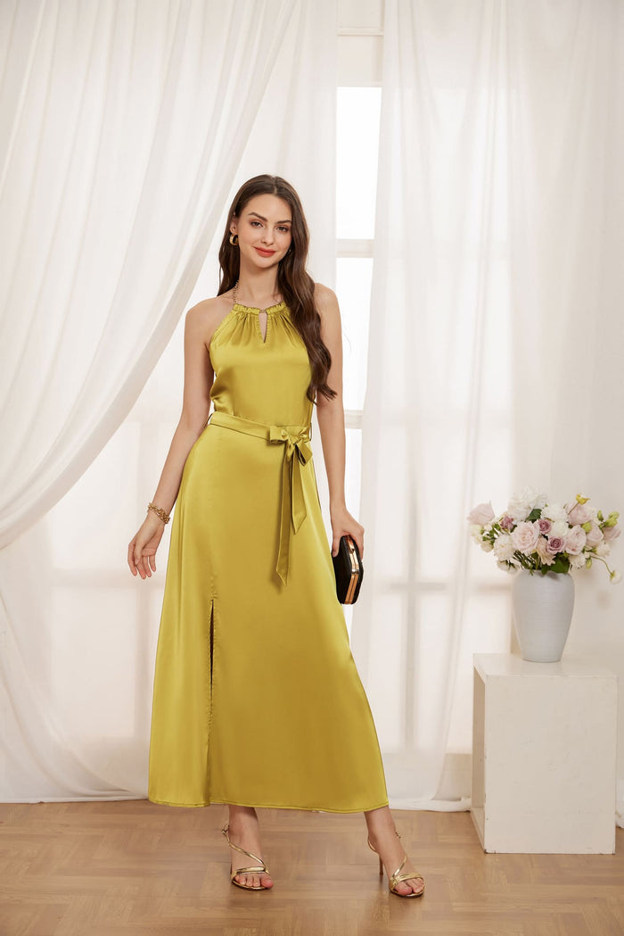 Grace Karin GK Women Front Slit Party Dress Backless Halterneck Flared A-Line Dress