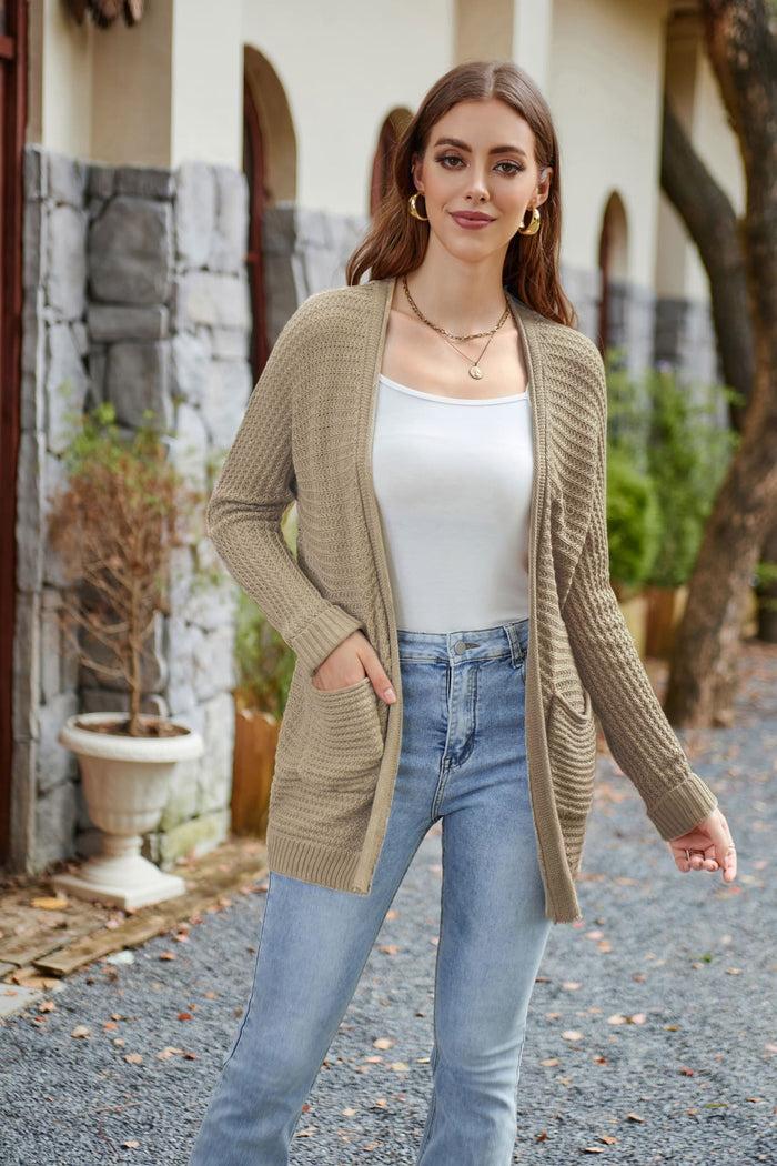 Grace Karin GK Women Hollowed-out Cardigan Long Raglan Sleeve Open Front Sweater