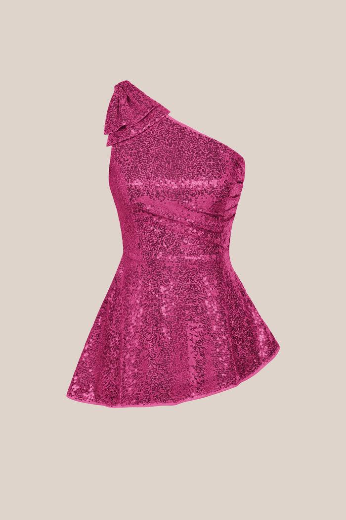 Grace Karin GK Women Sequined Party Tops One-Shoulder Irregular Peplum Hem Tops