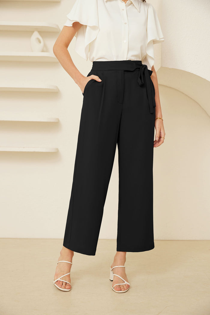 grace karin GK Women Straight Leg Ankle Pants OL Elastic High Waist Cropped Pants