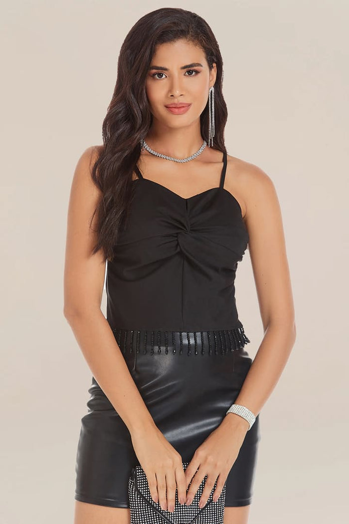 Grace Karin GK Women Tassel Hem Camisole Spaghetti Straps Knotted Bodice Cami-Tops