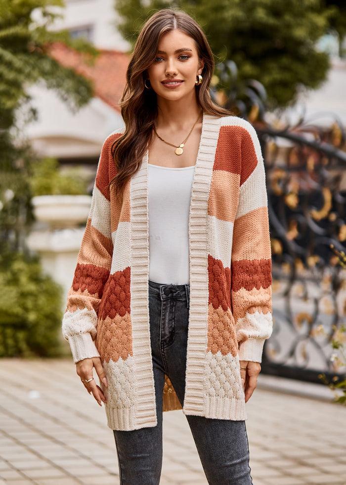 Grace Karin GK Women Textured Cardigan Long Sleeve Dropped Shoulder Open Front Sweater