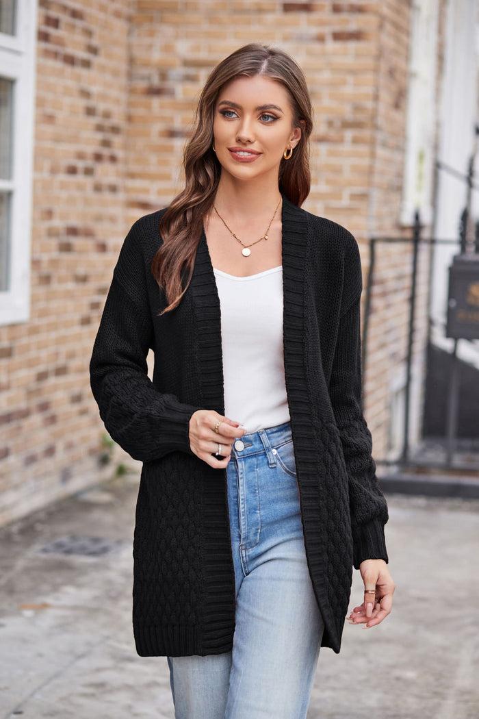 grace karin GK Women Textured Cardigan Long Sleeve Dropped Shoulder Open Front Sweater