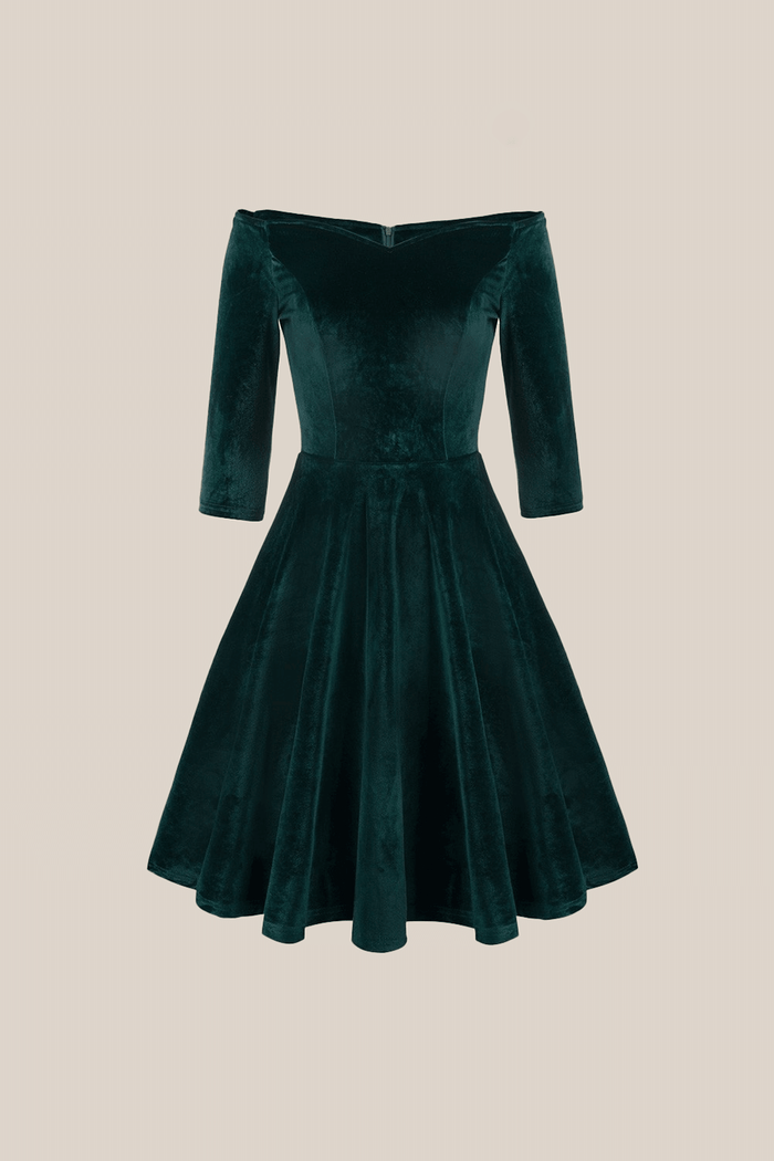 grace karin A-Line Off Shoulder Velvet Dress