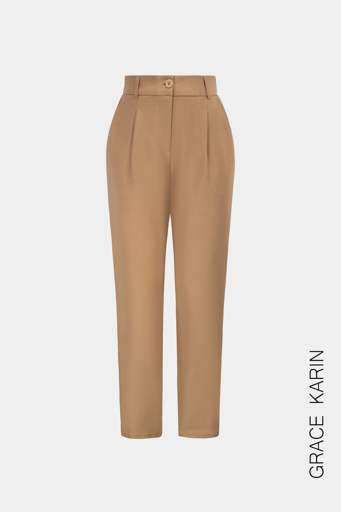 Grace Karin GRACE KARIN High Waist Ankle Pants OL Solid Color Elastic Waist Work Pants