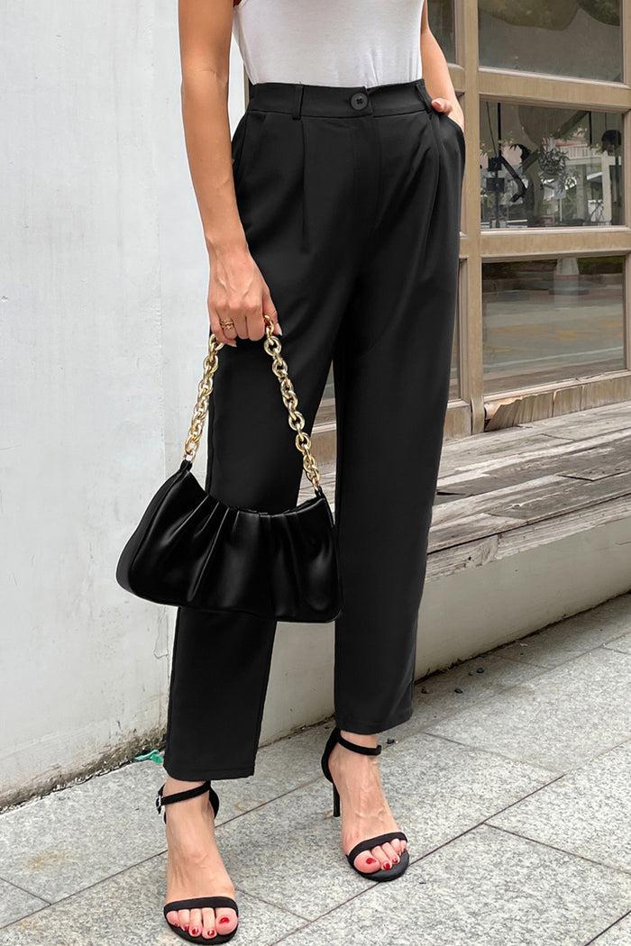 grace karin GRACE KARIN High Waist Ankle Pants OL Solid Color Elastic Waist Work Pants