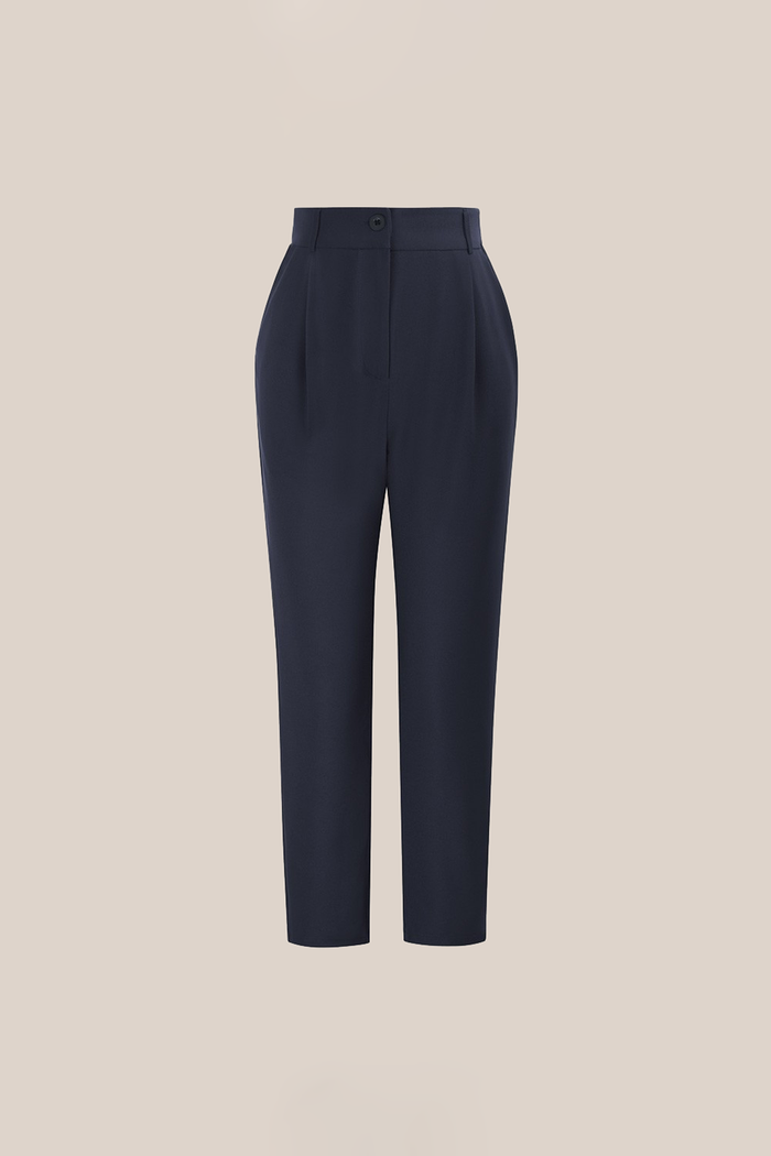 Grace Karin High Waist Solid Color Work Pants - Blue