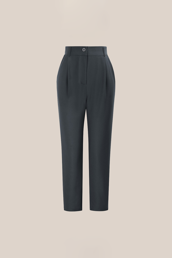 Grace Karin High Waist Solid Color Work Pants - Gray